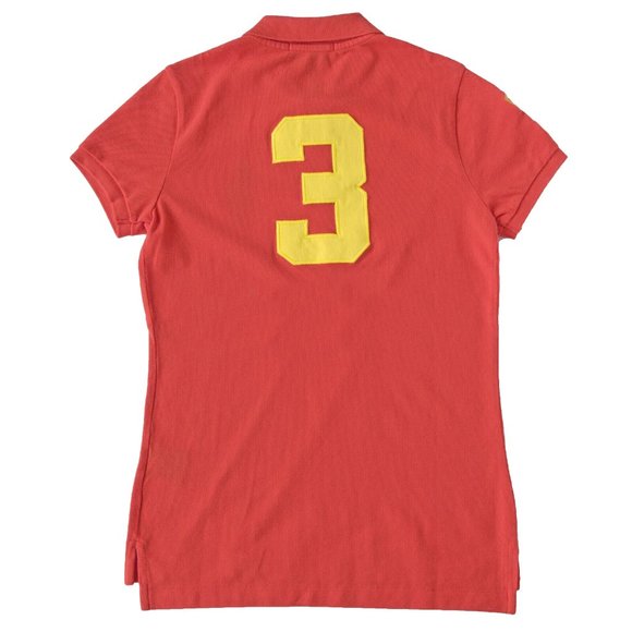 NEW Polo Ralph Lauren The Skinny Polo Shirt Pinkish Red Yellow Equestrian Stripe - Picture 2 of 2